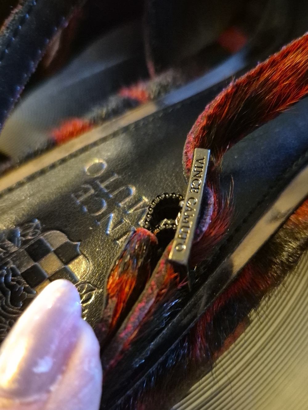 Vince Camuto flame&BlackSling Back Slide DyedCowHidehair,leather Sz.8.5 M(#1210) - Picture 10 of 14